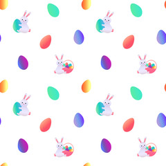 Seamless easter pattern. rabbits and eggs