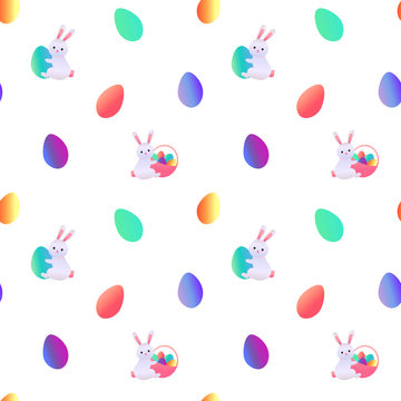 Seamless easter pattern. rabbits and eggs