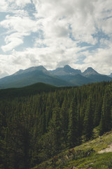 Outdoor Nature Landscape of Mountains in Banff National Park in Canadian Rockies
