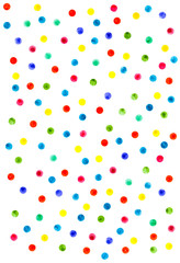 multicolored circles of watercolor paint on a white background