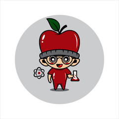 Apple mascot cute characters activity vector illustration