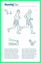 Vector illustration on the theme of running. Old man and woman dressed in sportswear are training. Running tips informational article illustration.