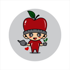 Apple mascot cute characters activity vector illustration