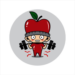 Apple mascot cute characters activity vector illustration