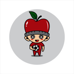 Apple mascot cute characters activity vector illustration