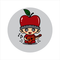 Apple mascot cute characters activity vector illustration