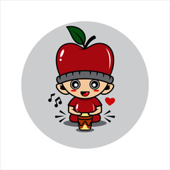 Apple mascot cute characters activity vector illustration