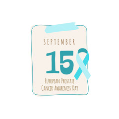 Calendar sheet, vector illustration on the theme of Ruropean Prostate awareness day on Septemper 15th.