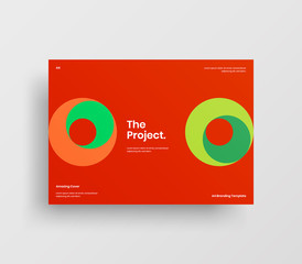 Creative business presentation vector A4 horizontal orientation front page mock up. Modern corporate report cover abstract geometric illustration design layout. Company identity brochure template.