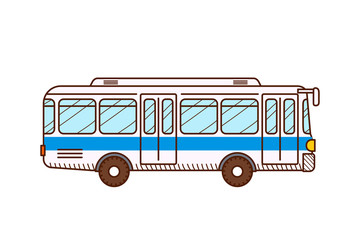 Fototapeta na wymiar White bus isolated on white background. Public transport. Urban vehicle.
