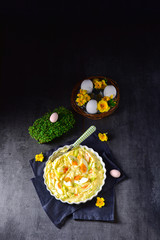 Spring egg salad chives and delicious mayonnaise.