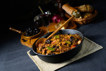 A real Polish 'Bigos,'after an old recipe with dried plums and wine.