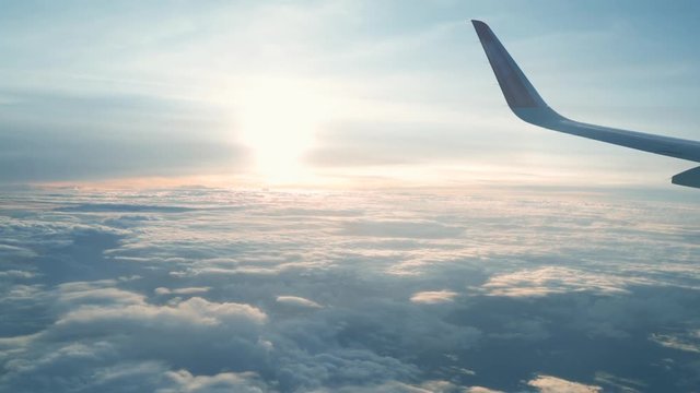 Sunset view on an airplane.
