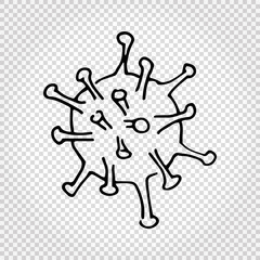 Virus and bacteria hand drawn icon. Simple black doodle illustration. Isolated on white. Vector.