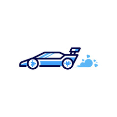 Fototapeta na wymiar race car cartoon logo icon illustration