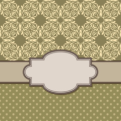 Vintage vector abstract flower frame with text place