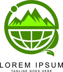 globe and mountain logo template