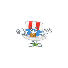 mascot cartoon character design of uncle sam hat making a silent gesture