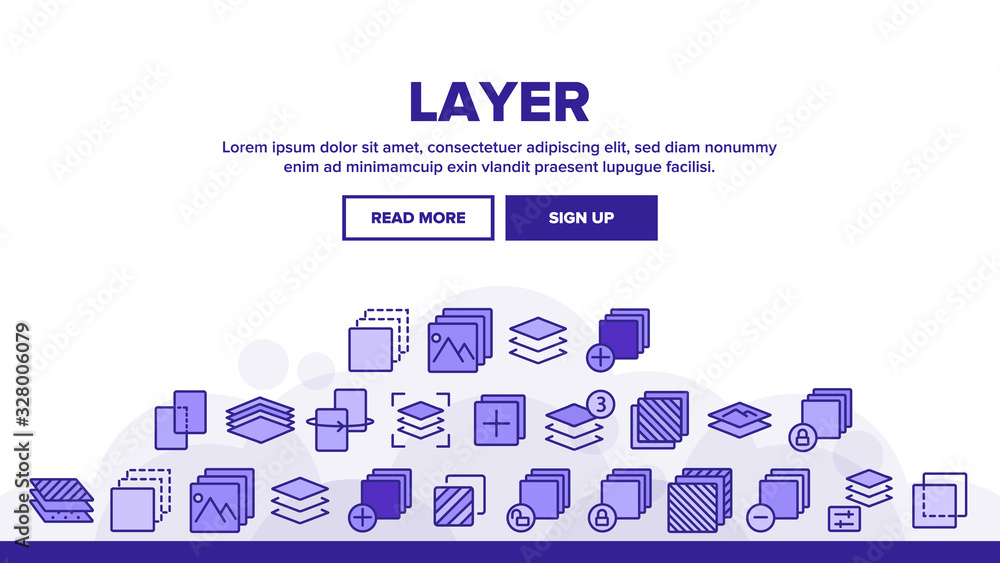 Poster layer protect material landing web page header banner template vector. coating and cover, thickness 