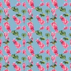 Fototapeta na wymiar flower Cyclamen persian pink watercolor sketch seamless pattern. use for printing on fabric, paper, etc.