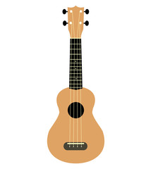 Fototapeta na wymiar brown hawaiian guitar isolated on a white background. ukulele icon. ukulele symbol. hawaii national musical instrument.