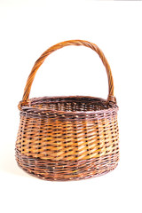close up of empty basket in natural colors isolated on white background with copy space for text.