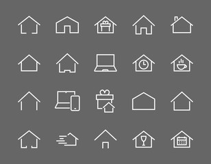 Simple set of color editable house icon templates. Contains such icons, home calendar, coffee shop and other vector signs isolated on a white background for graphic and web design