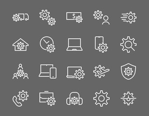 A simple set of settings and options related to Vector Line Icons. Contains icons such as set time, business, phone, and more. Editable Stroke.. 480x480