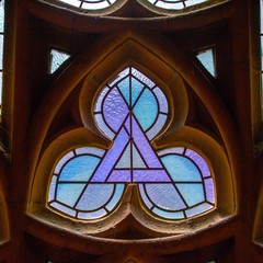 stained glass detail in european catholic cathedral