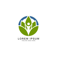 people and leaf logo template