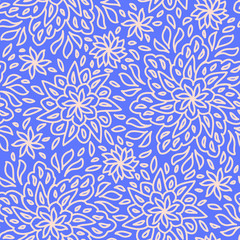 Seamless beige floral pattern lined  blue violet background