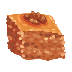 Arabic Turkish Delight or Pastry with Nut Filling Vector Illustration