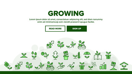 Fototapeta na wymiar Growing Money Plant Landing Web Page Header Banner Template Vector. Growing Leaves Tree With Banknote And Graphic Arrow, Hands Holding Branch Illustration