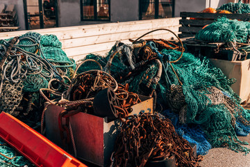 fishing nets in the harbor