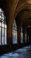 stained glass windows in gothic cathedral