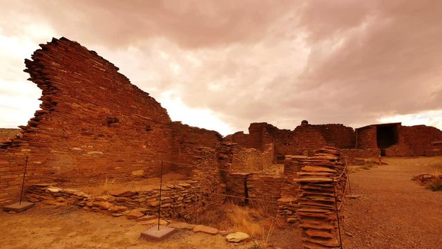 Chaco Culture National Historical Park Time Lapse Pueblo Bonito Native American Ruins Sunset New Mexico Southwest USA