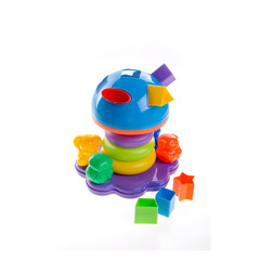 Toy or baby toy plastic shape sorter on background new.