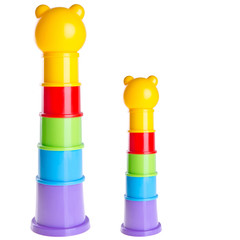 Toy or childs toy stacking cups on the background new.