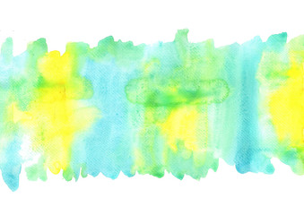 Abstract yellow, blue and green watercolor background for decoration on summer events.
