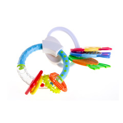 Toy or baby plastic rattle toys on the background new.