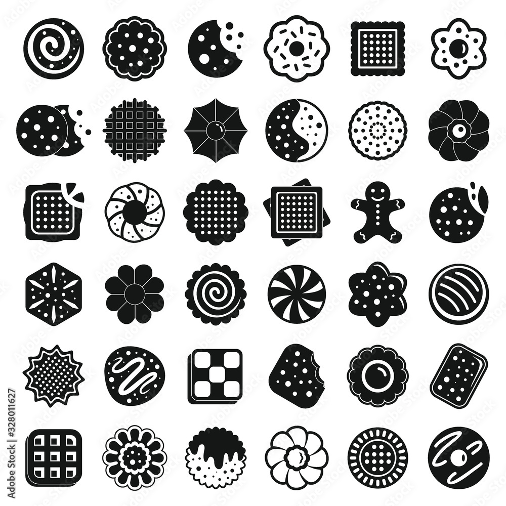 Poster cookie icons set. simple set of cookie vector icons for web design on white background