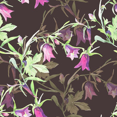 Watercolor bells. Pattern seamless . Image on white and color background.