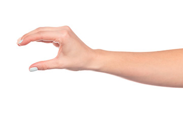female hand isolated on white background showing hand gestures - Image