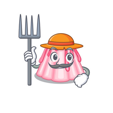 Happy Farmer strawberry jelly cartoon picture with hat and tools