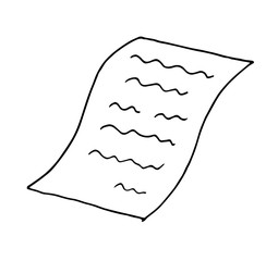 paper with sheet bent object design. doodle hand drawn cartoon vector illustration
