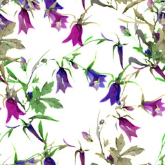 Watercolor bells. Pattern seamless . Image on white and color background.