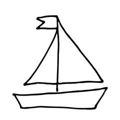 Yacht color doodle and drawn icon. Boat ship vector