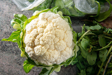 delicious organic cauliflower on the table