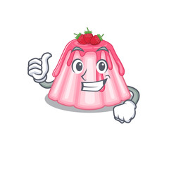 Funny strawberry jelly making Thumbs up gesture