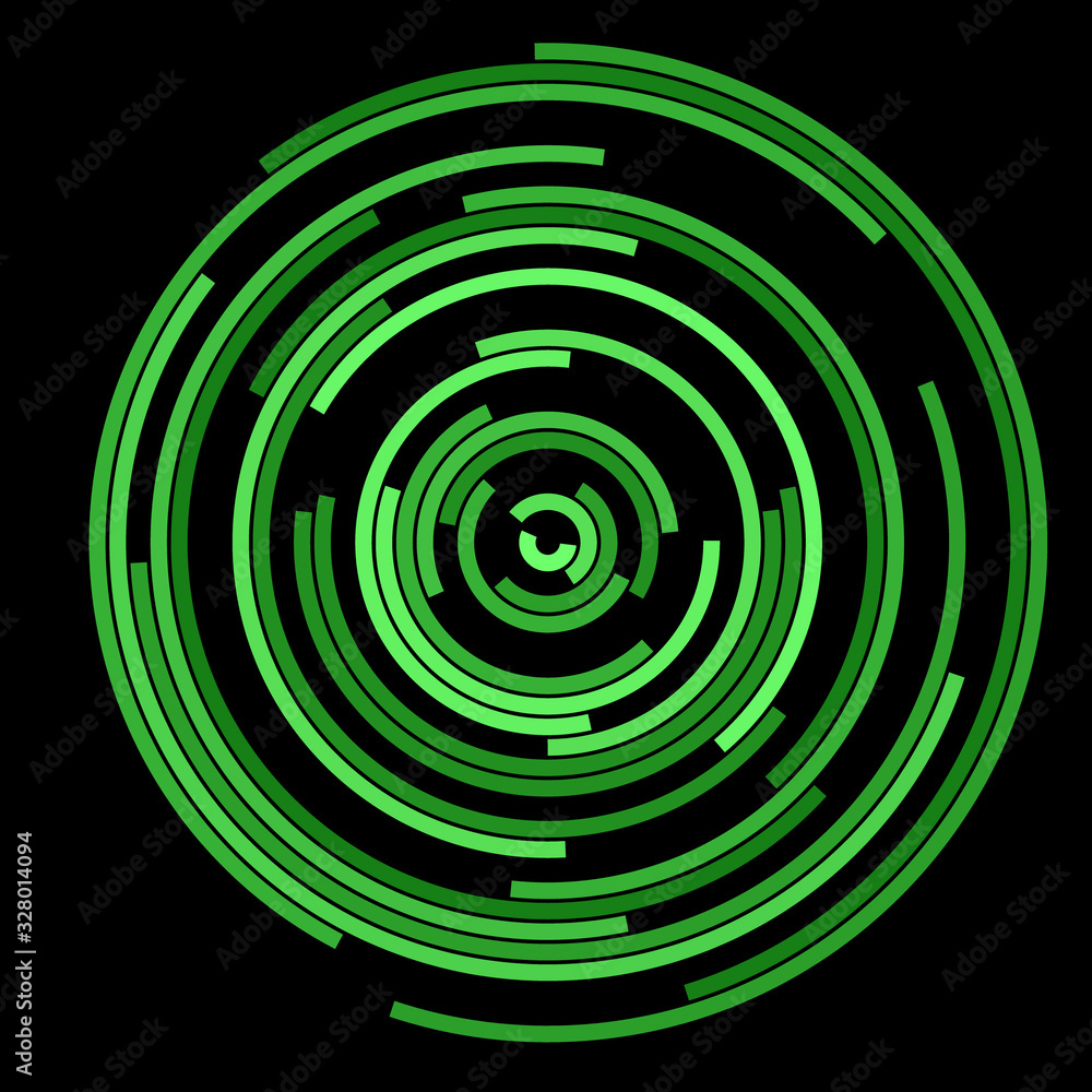 Poster green lines in circles as abstract background